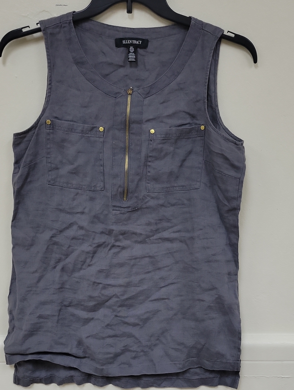 Ellen Tracy Men's Sleeveless Zip-Front Shirt — Gray